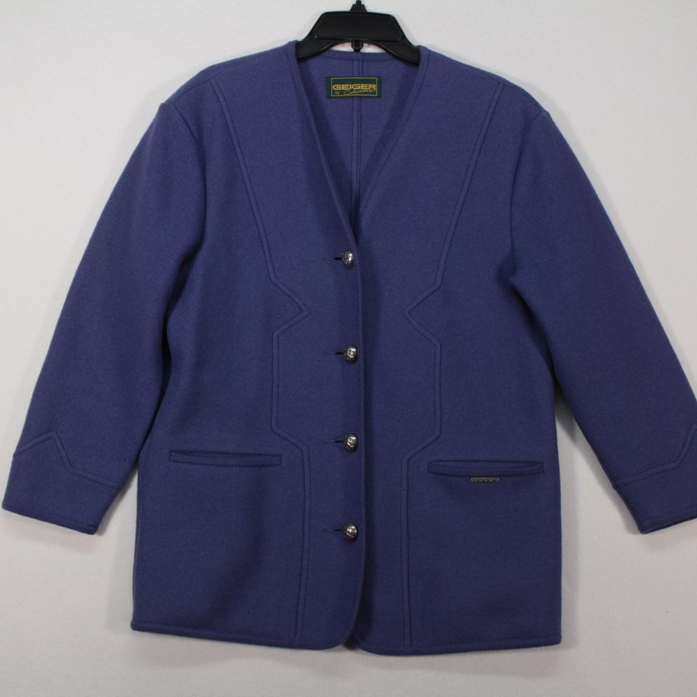 Geiger Collection Sweater Women's 38 Purple Long Sleeve Solid Lambswool